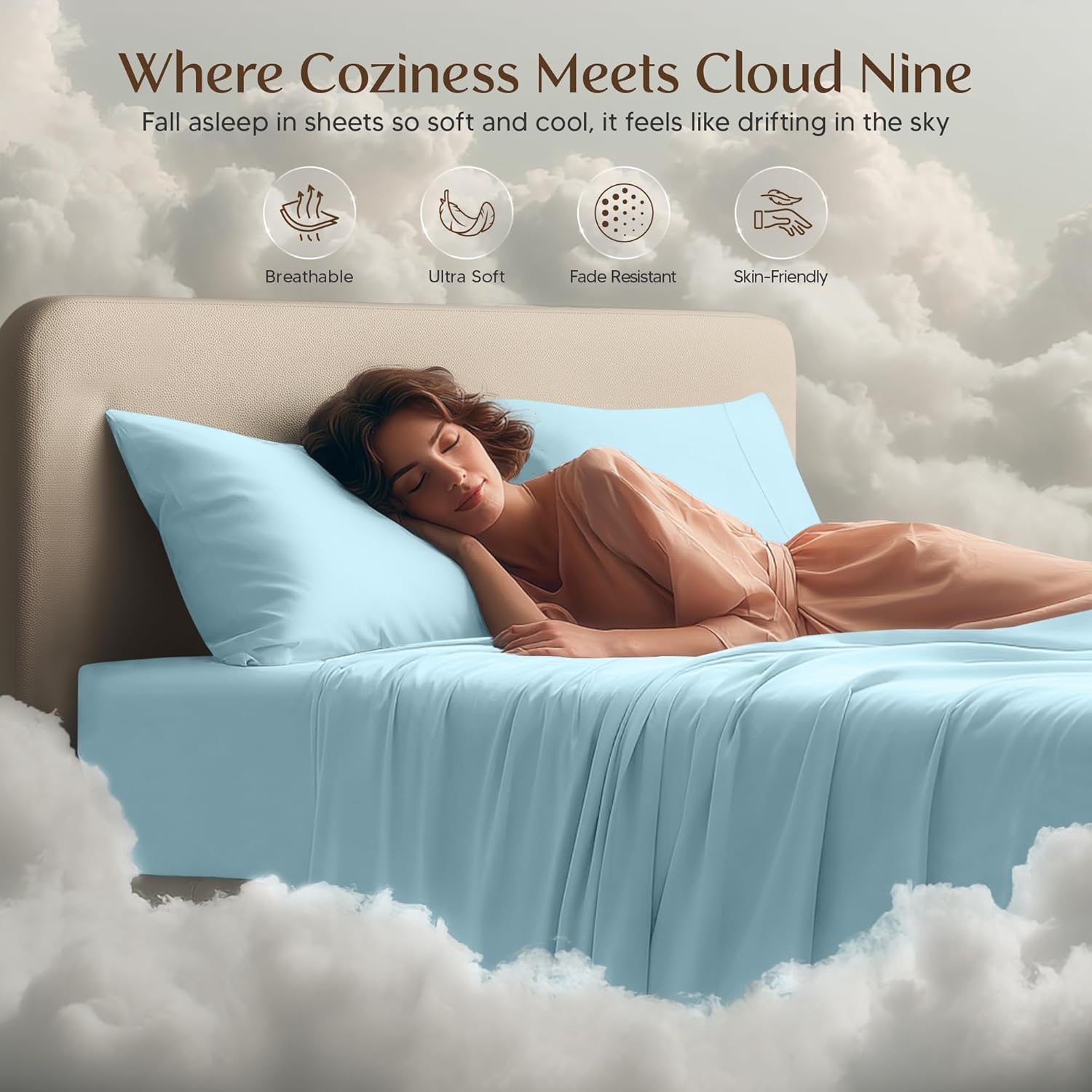 Utopia Bedding Queen Size Sheet Set - Soft, Breathable Microfiber, 4-Piece in Ice Blue | Oeko-Tex Certified