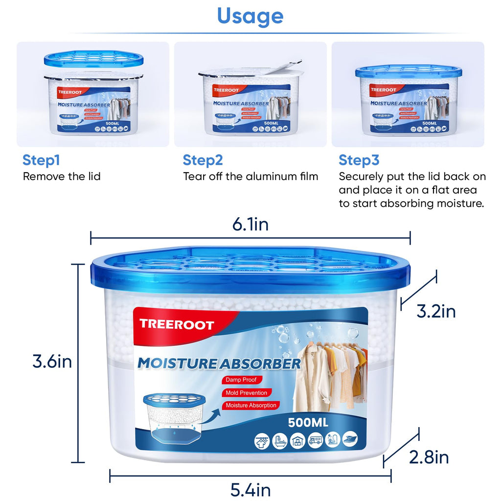 10 Pack Moisture Absorbers, 10.6 OZ Humidity Absorber Bucket, Moisture Absorbers for Closet, Dehumidifier Bucket for Wardrobes、 Kitchens and Bathrooms, Fragrance Free Humidity Absorber