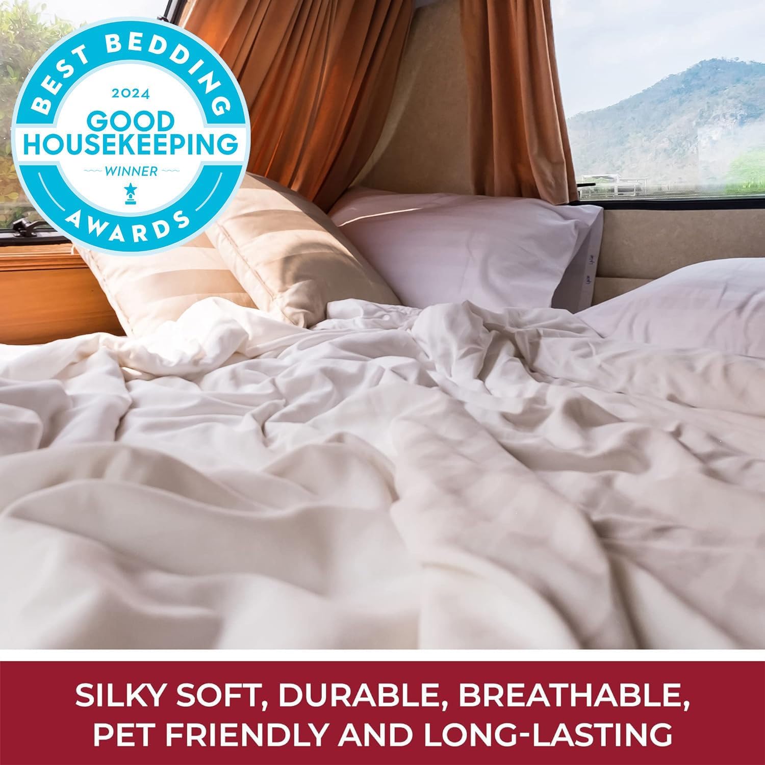 Mellanni RV Short Queen Sheets - Luxury Cooling Bedding Set - Extra Soft, Deep Pocket up to 10" | Terracotta