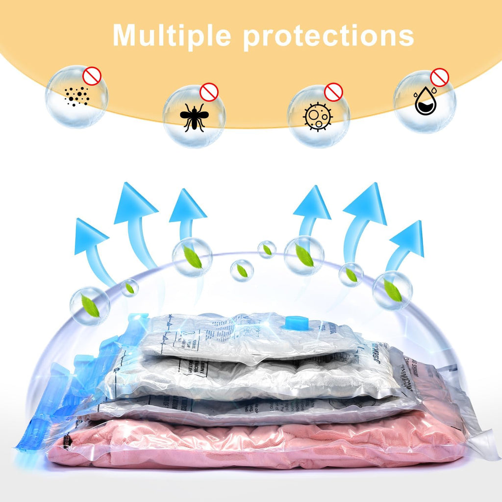 UPGOGO Vacuum Storage Bags - Space-Saving Travel Bags for Clothing & Blankets | 6-Pack Combo