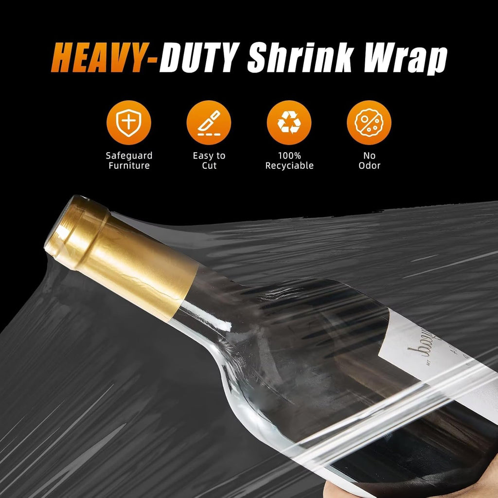 Stretch Film Shrink Wrap - Industrial Strength Plastic Wrap for Moving Supplies | 15 Inch, 1000ft, 2 Pack