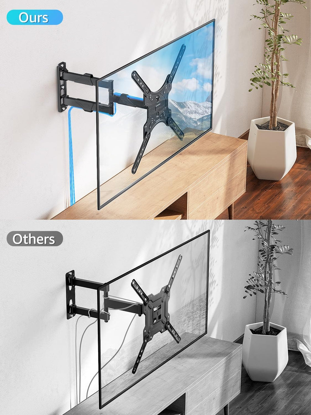 MOUNTUP Full Motion TV Wall Mount - Fits 26-60 Inch TVs | Swivel & Tilt for LED/LCD Up to 77 LBS