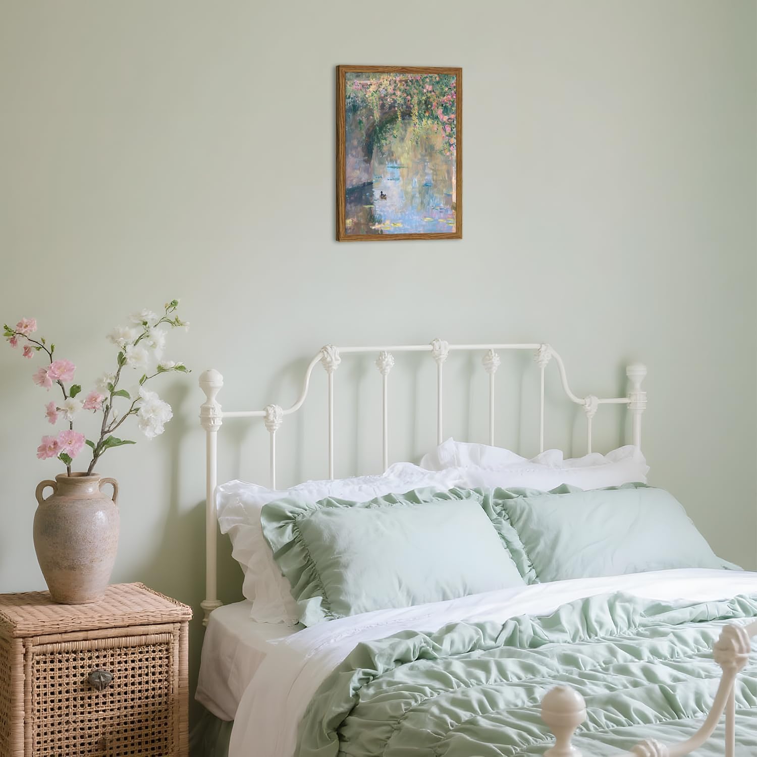 Monet | Framed Vintage Canvas Wall Art - Floral Landscape Decor for Living Room & Bedroom | 16x24 Inch