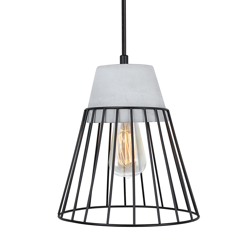 Aspen Creative 61128-11, One-Light Hanging Mini Pendant Ceiling Light, Transitional Design in Cement Finish, 7-1/2" Wide