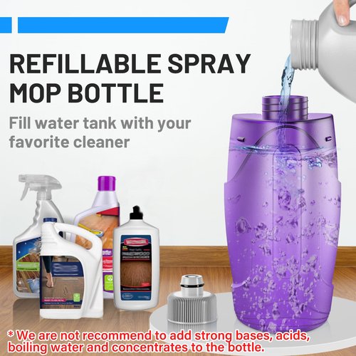 IOPRETTY Spray Mops for Floor Cleaning - Wet Dry Mops with 2 Washable + 2 Disposable Pads for Swiffer Powermop - Refillable Bottle for Hardwood Tile Home Kitchen - Absorbs Pet Hair Dust Stains