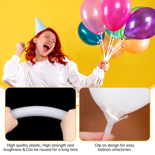 IANFAN 30 Pcs Balloon Sticks, Plastic Balloon Sticks with Bases Balloon Holder Sticks Weights for Tying Balloon Birthday Parties, Graduation, Holiday, Wedding, Anniversary Decoration