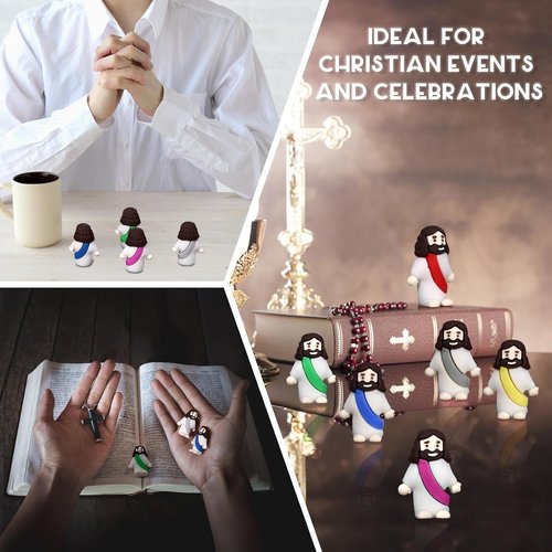 Draupnir Mini Rubber Jesus Figures - 30 Pcs in 6 Colors | Perfect for Easter Egg Stuffers & Religious Parties