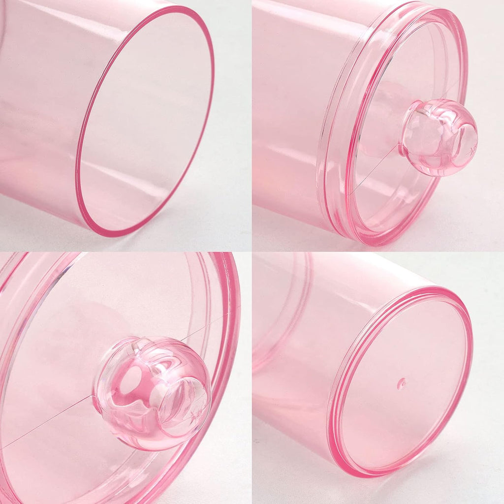 Tbestmax Apothecary Jar - 10 OZ Q-Tips Holder & Cotton Ball Organizer | Pink Bathroom Storage