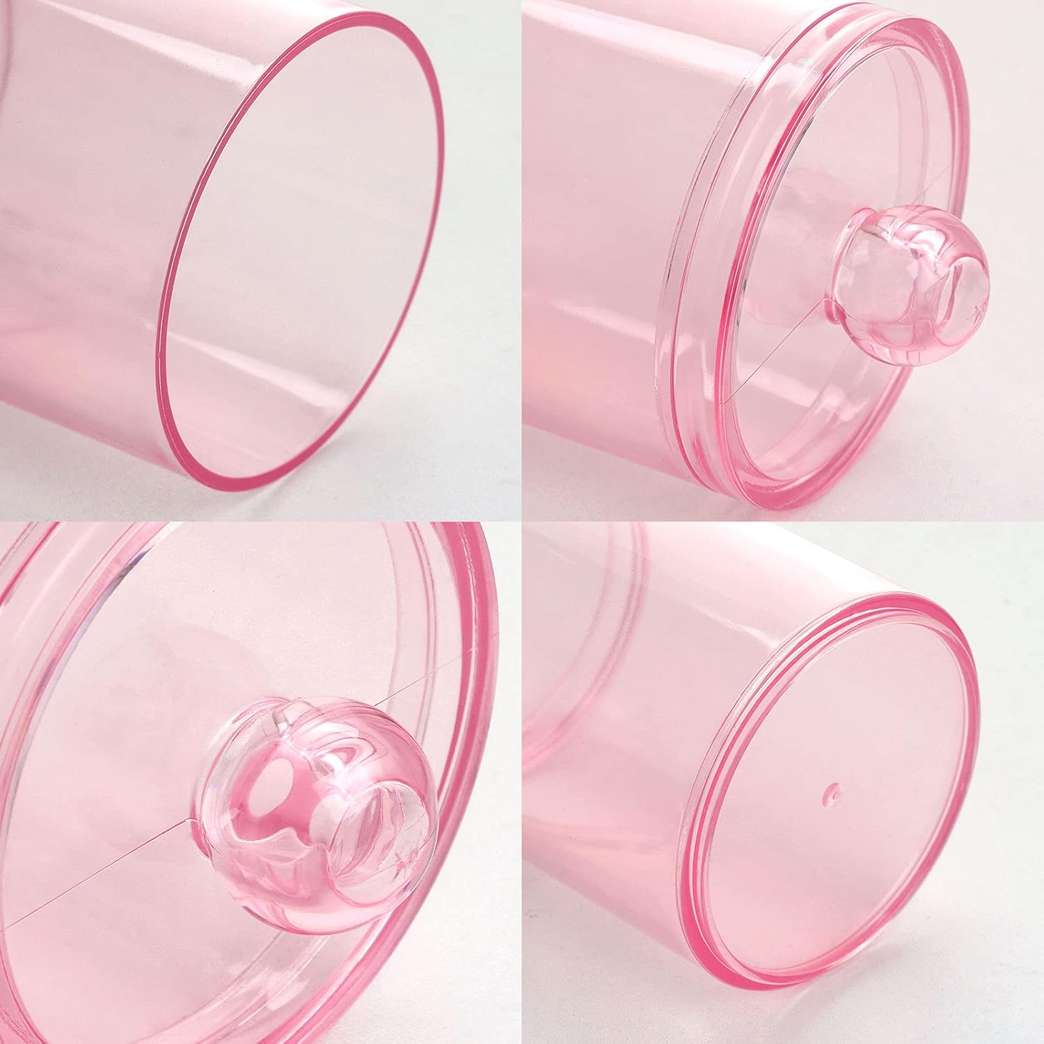 Tbestmax Apothecary Jar - 10 OZ Q-Tips Holder & Cotton Ball Organizer | Pink Bathroom Storage