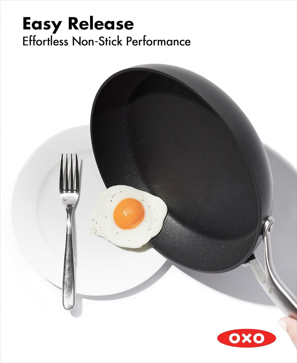 OXO Professional 8" Frying Pan Skillet - PFAS-Free Nonstick Cookware with Stainless Steel Handle | Induction Compatible, Dishwasher & Oven Safe, Black