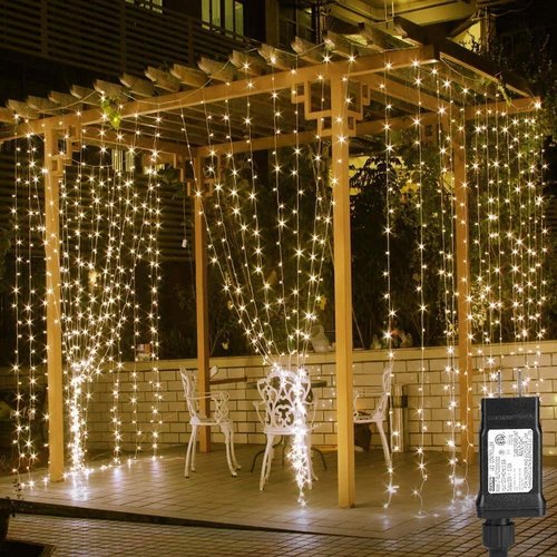 Lighting EVER LED Curtain Lights - 18 Hang Down String Lights | 10x10 ft Twinkle Fairy Lights for Bedroom & Wedding Decor
