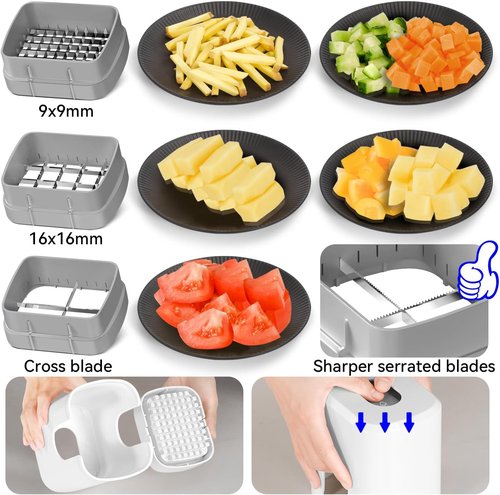 KEOUKE Multifunctional Vegetable Chopper - 3 Interchangeable Blades & Storage Box for Easy Food Prep