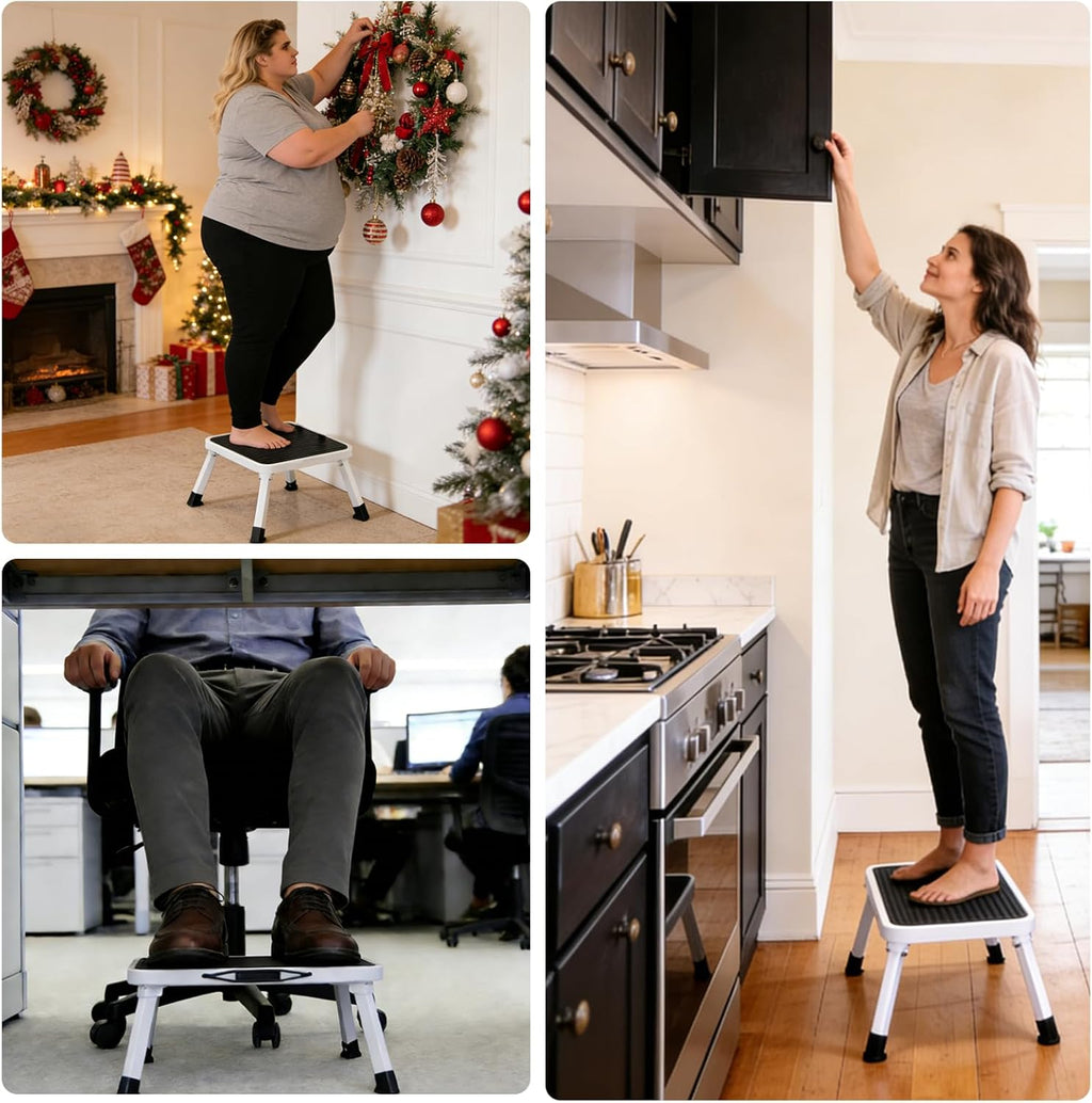 Simple Deluxe Foldable Step Stool - Heavy Duty Non-Slip Foot Stool for Home & Kitchen | 330 Lbs Capacity