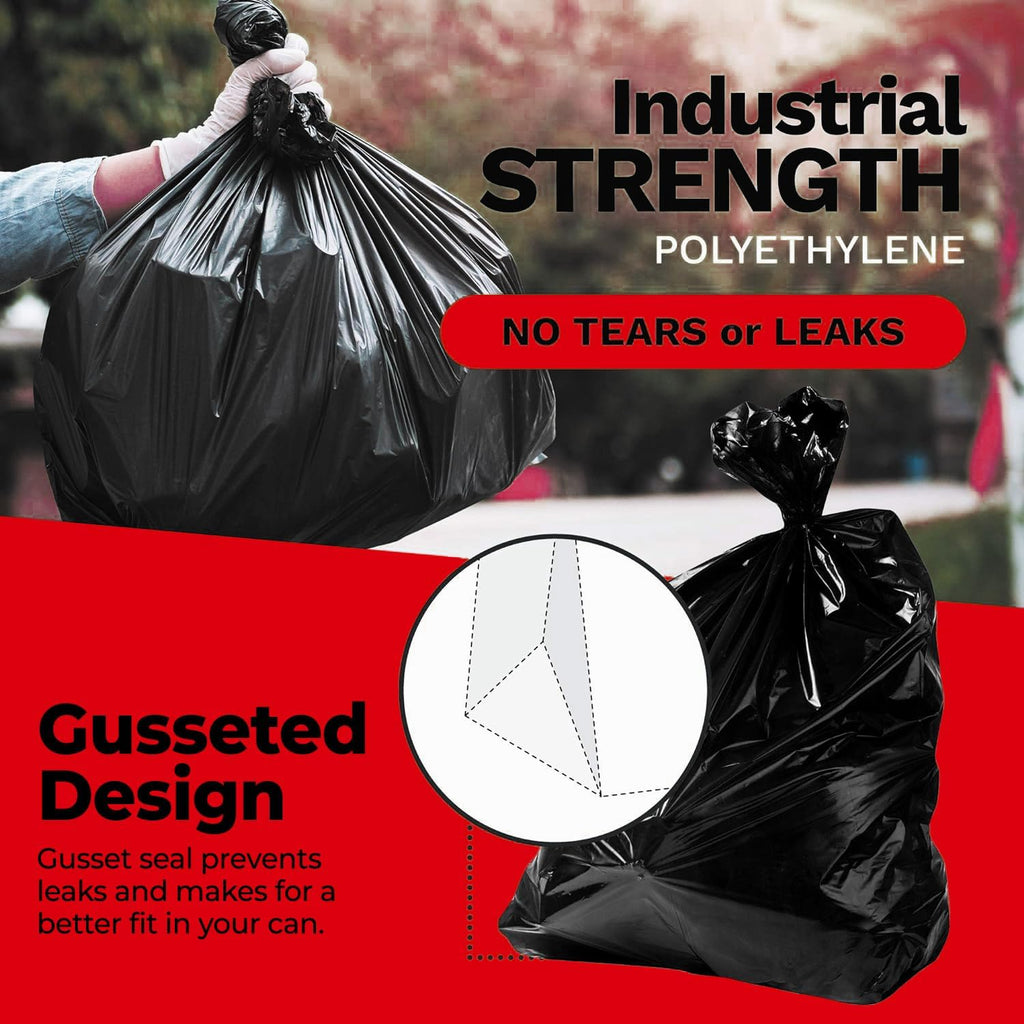 ToughBag Heavy Duty Trash Bags - 55-60 Gallon, 150 Count Large Black Garbage Bags | Made in USA