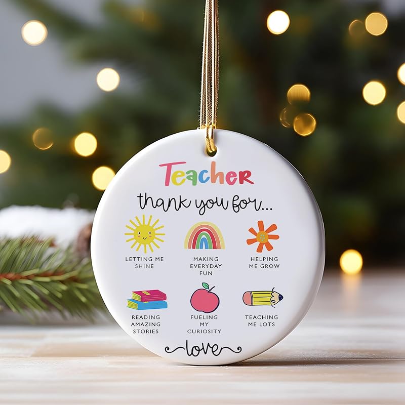 Teacher Appreciation Christmas Ornament 2026 H42 – Thank You Gift, Basswood & Acrylic