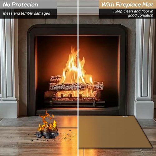 Hearth Rugs for Fireplaces Fire Resistant,42x24 inches Fireproof Fireplace Mat Hearth Area Rug, Fire Retardant Hearth Pad for Wood Stove Fireplace Brown