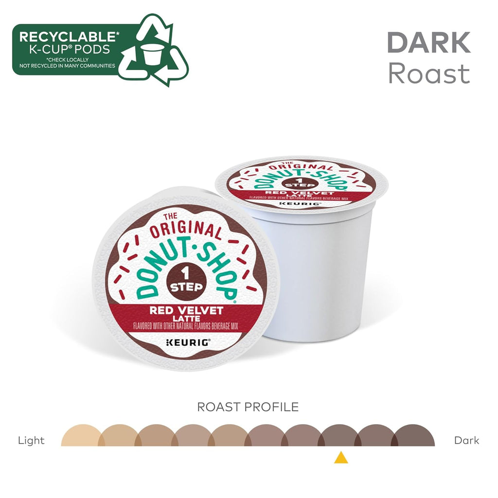 Original Donut Shop Red Velvet Latte K-Cup Pods - One-Step Brewing, 20 Count