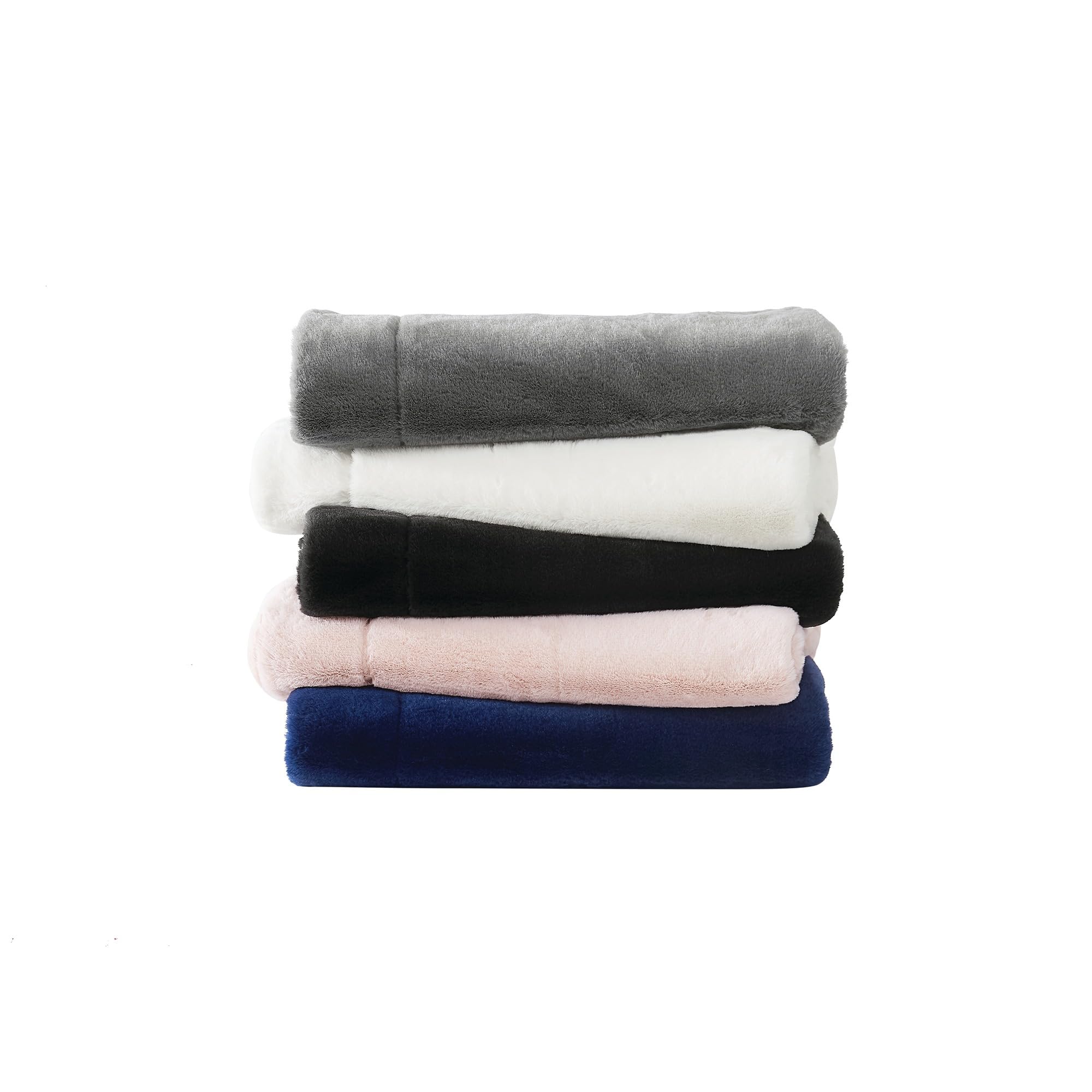 Vince Camuto Faux Rabbit Fur Grey Polyester 1-Piece 60x70 Throw Blanket, Solid Color, 100% Polyester, for Men and Women, Oeko-TEX Certified Confidence
