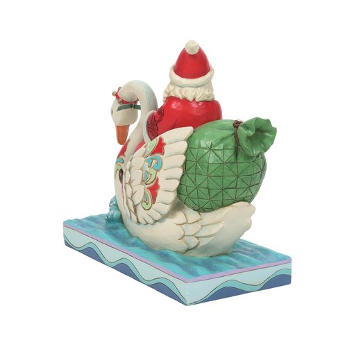 Enesco Jim Shore Heartwood Creek Santa Riding a Swan Figurine, 6.89 Inch, Multicolor