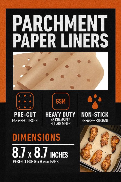 Air Fryer Unbleached Parchment Paper for Cosori 9-in-1 TurboBlaze 6 Qt, Air Fry, Roast, Bake, Broil, Dry, Airfryer Accessories and Liners, Non-Stick, Non Toxic, BPA-free and PFOA-free
