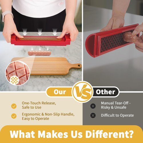 Luvan Hot Dog Cutter Criss Cross – Hot Dog Slicer Tool with One-Touch Release and Handle Food-Grade Stainless Steel Blade Sausage Cutter for BBQ, Grilling, Picnics, Outdoor Cooking, Kitchen & Backyard