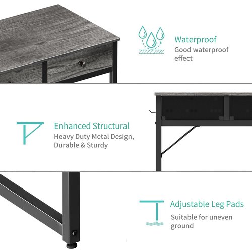 Lufeiya Small Desk with Drawers - for Bedroom, 32 Inch Home Office Computer Desk with Fabric Storage Drawer and Bag, Study Writing Table for Small Spaces, Gray