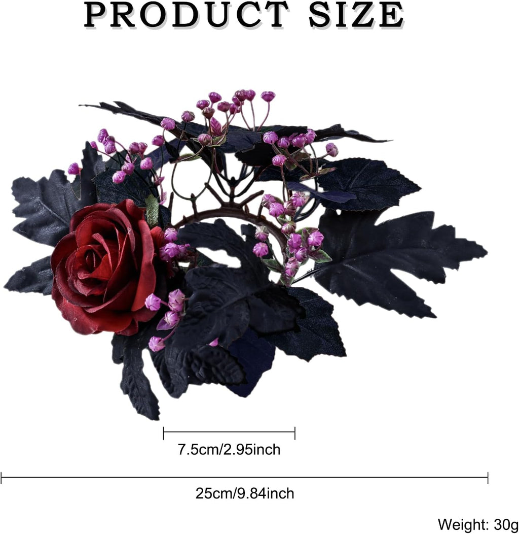 Regine Switzerland Halloween Candle Rings - Artificial Maple Leaf & Rose Flower Wreath | Festive Table Centerpiece Decor