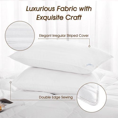 downluxe Standard Size Pillows Set of 4 – Premium Down Alternative Bed Pillows for Back, Side & Stomach Sleepers, White