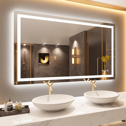 LOAAO LED Bathroom Mirror - 50" x 30" Dimmable Anti-Fog Backlit & Front Lit Vanity Mirror | Safe Tempered Glass, Memory Function, ETL Listed