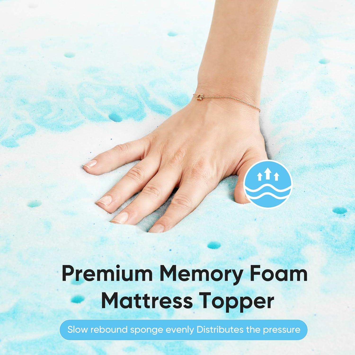 OLIXIS Gel Memory Foam Mattress Topper - Queen Size 3 Inch | Cooling, Soft, Breathable & Pressure-Relieving