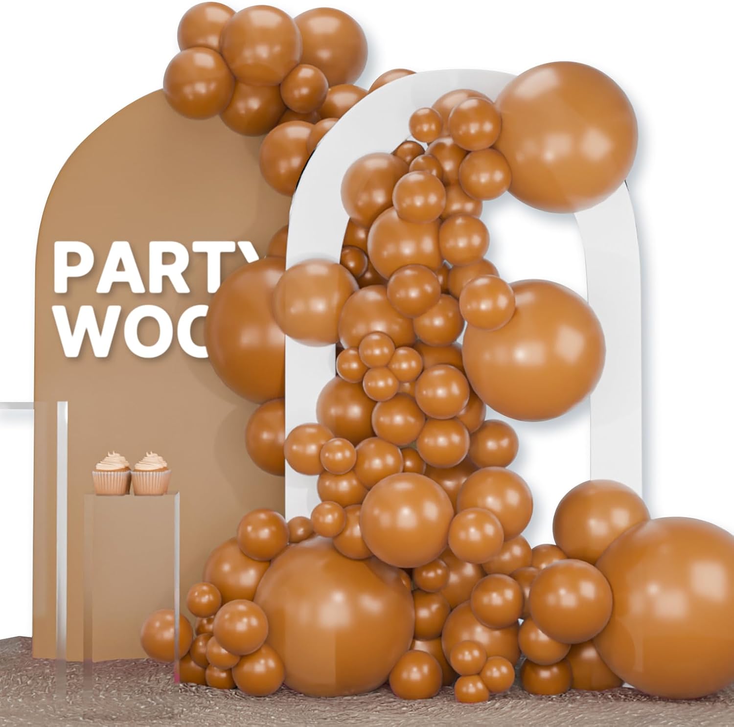 PartyWoo Tan Balloons - 120 Pcs Boho Neutral Latex Balloon Arch Kit for Birthday & Baby Showers | 5-18 Inch
