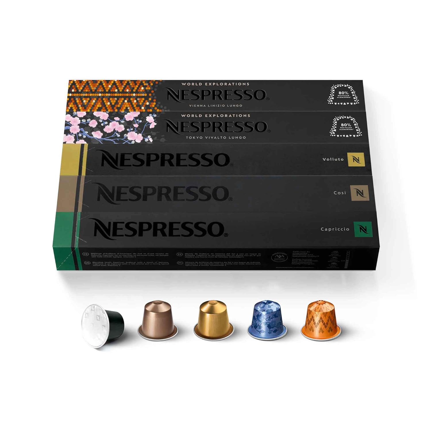 Nespresso Coffee Pods - Mild Roast Blend Variety Pack | 50 Count Original Line Capsules