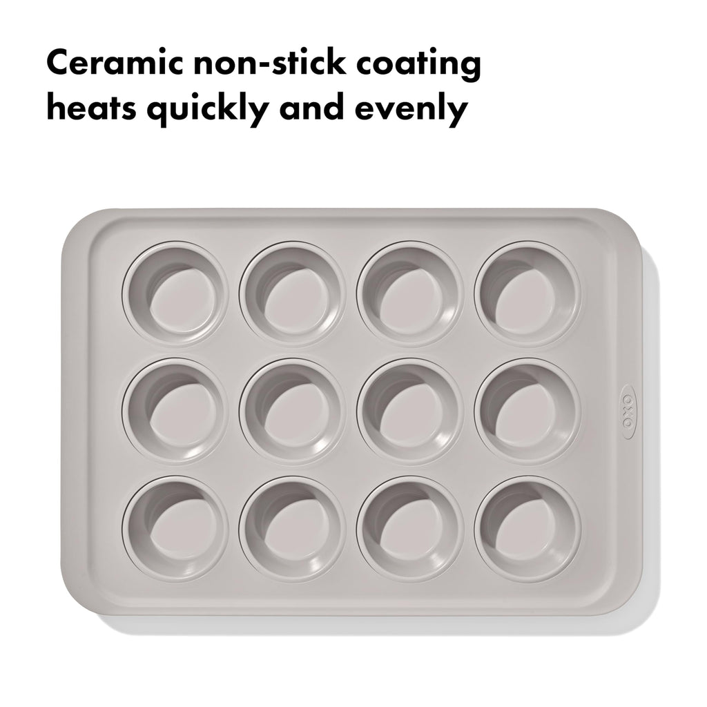 OXO Good Grips Non-Stick Pro Ceramic Coated Metal Bakeware 12 Cup Muffin Pan – Storm Blue