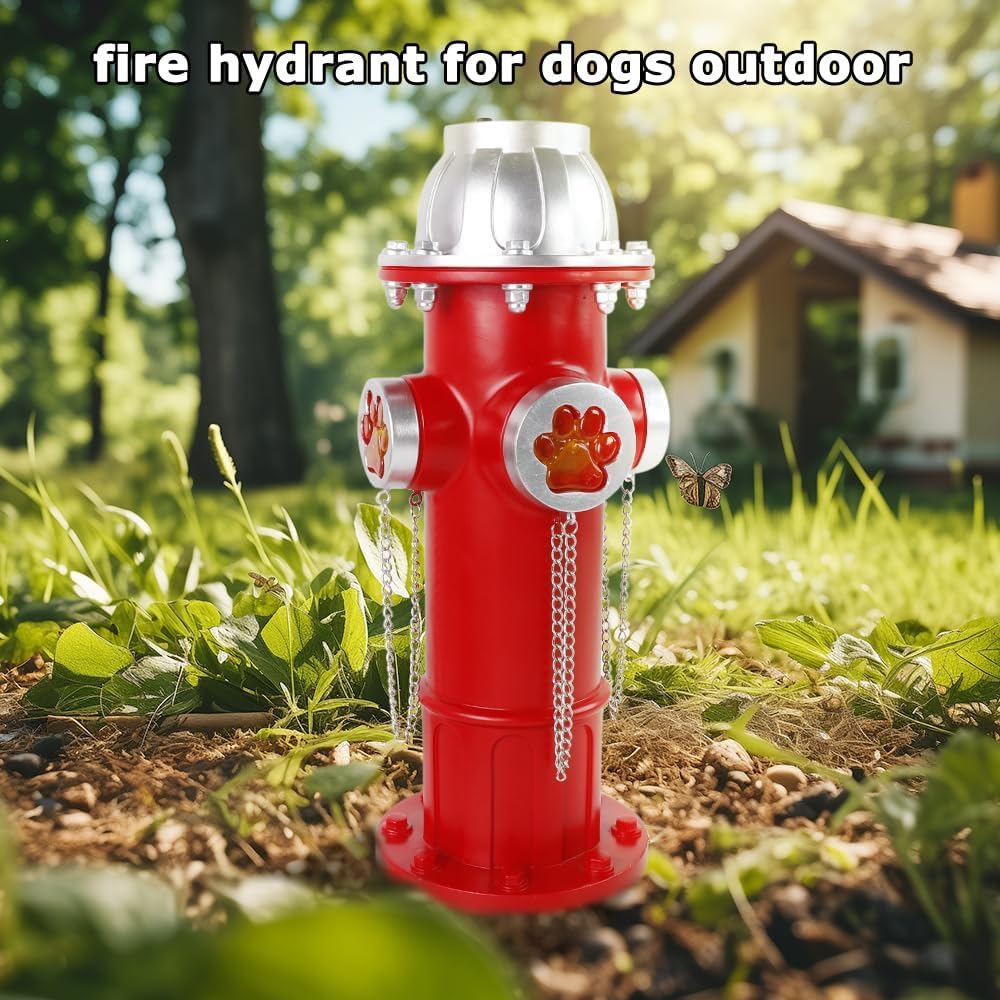 Skiennix Fake Fire Hydrant Statue - Solar Light with Glowing Paw Prints for Outdoor Garden Decor | 14.5" Tall