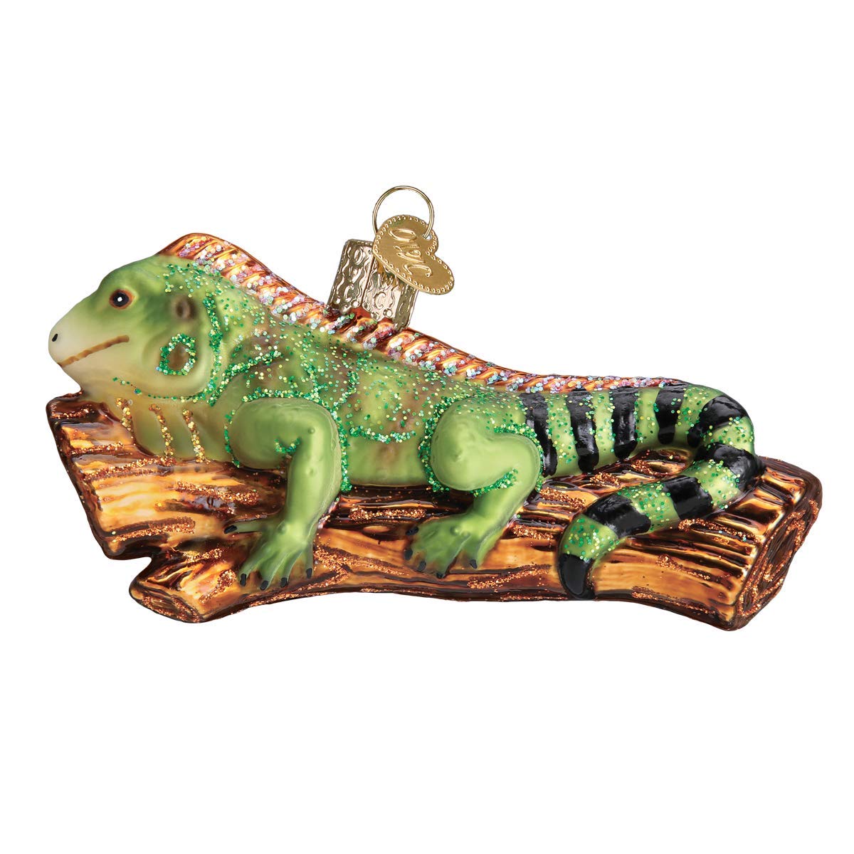 Old World Christmas Iguana Glass Blown Ornament for Christmas Tree, Handcrafted Holiday Decoration, Wildlife Animal Collection