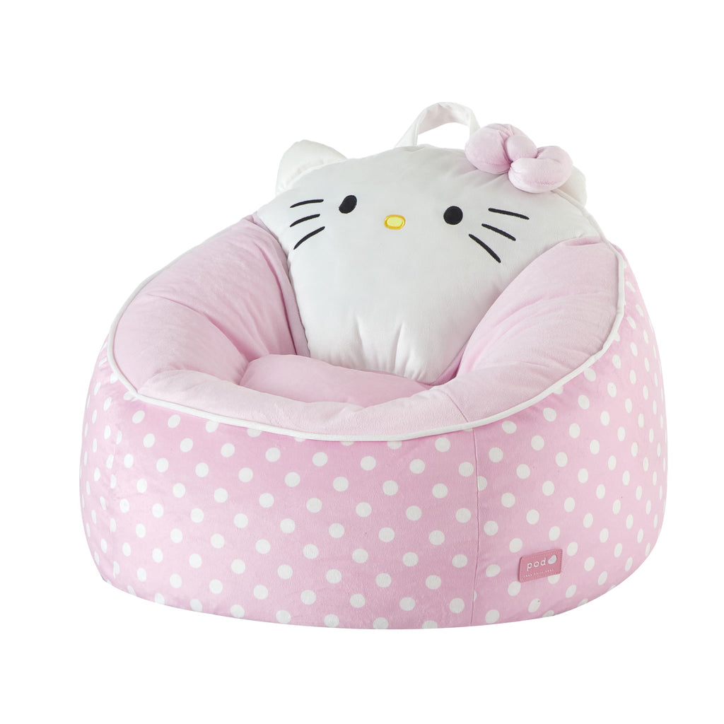 Sanrio Hello Kitty Bean Bag Chair for Kids,Figural Hillside Design by pod, Soft & Durable Fabric, 24x24x17, Comfy Seat for Bedrooms & Playrooms