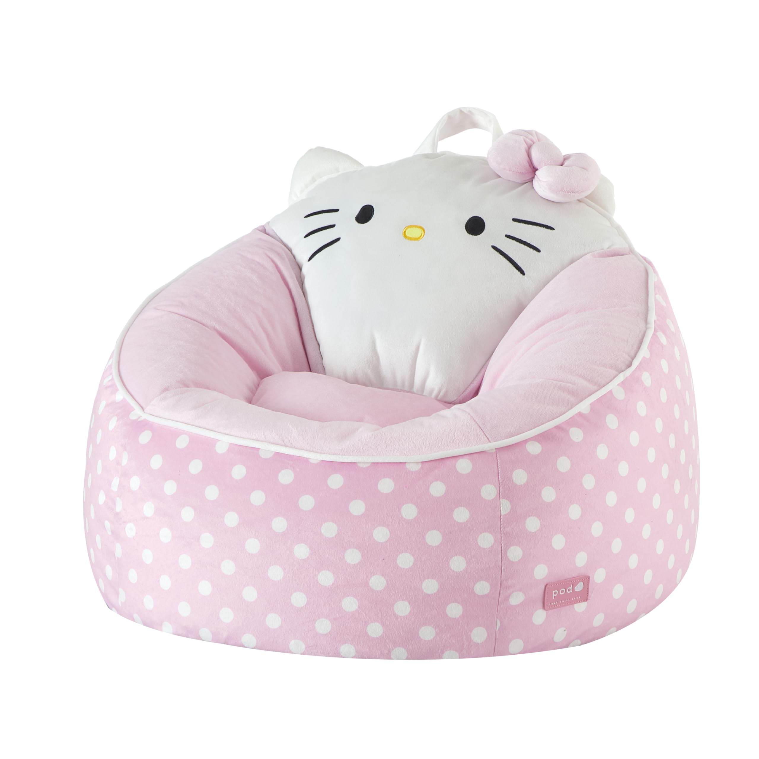 Sanrio Hello Kitty Bean Bag Chair for Kids,Figural Hillside Design by pod, Soft & Durable Fabric, 24x24x17, Comfy Seat for Bedrooms & Playrooms