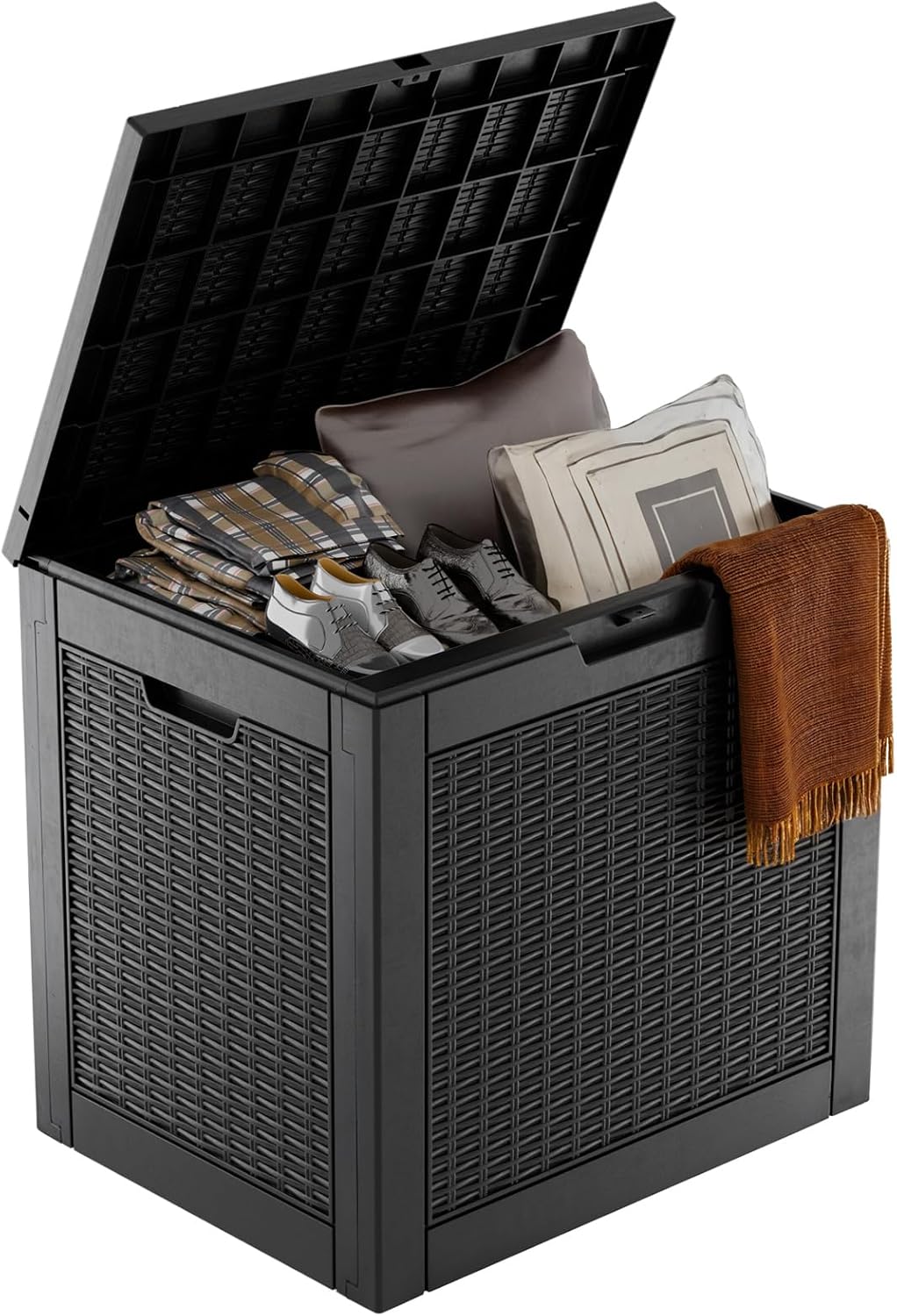 Skiennix 37 Gallon Outdoor Deck Box - Lockable Waterproof Storage for Garden Tools & Cushions | Black