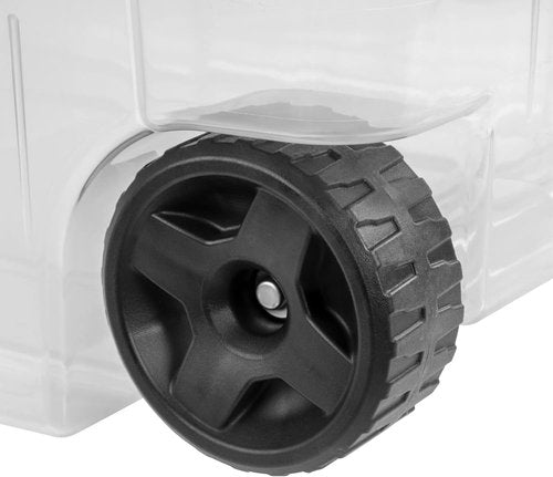 Extra Large Wheeled Storage Bin - 160 Quart Clear Container with Latch Lid & Pull Handle | Light Green, 2 Pack