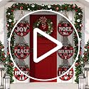 Christmas Hanging Sign Decorations Set - Red & Black Plaid Wreaths Door Sign, 6 Pieces