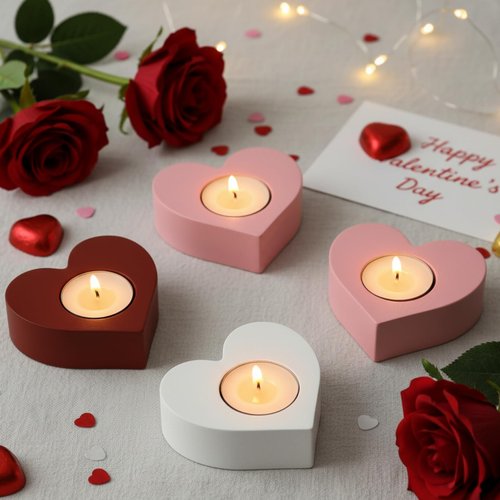 FoldTier 6 Pcs Heart Candlestick Holders Wooden Heart Taper Candles Holders for Dining Wedding Party Table Centerpieces Home Decoration