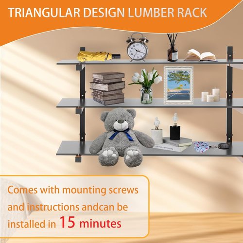 Lumber Rack | Heavy-Duty Wall Mount Wood Storage Racks - 9-Level Garage Shelving, 1080 Lbs Capacity, 6 Pack