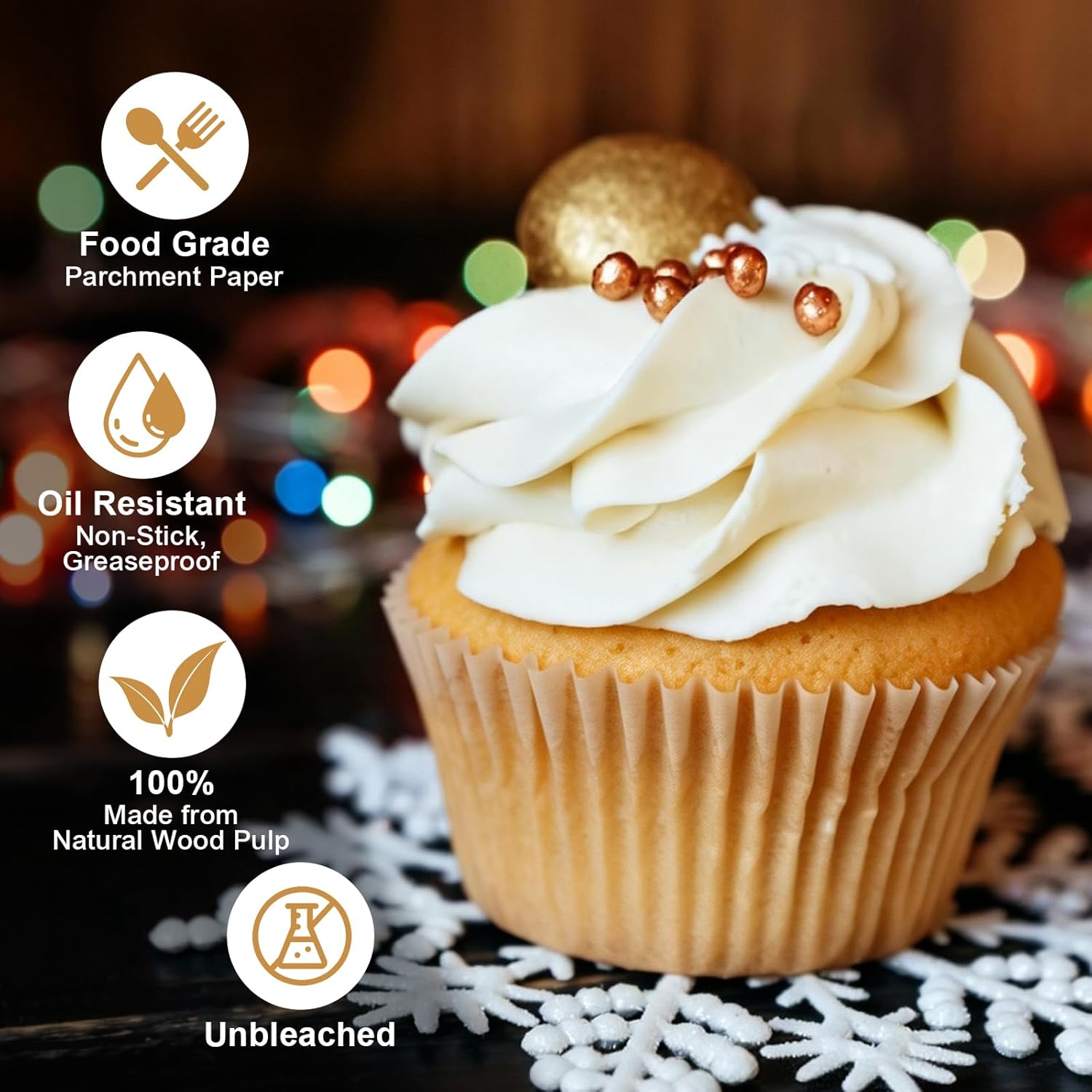 VISRIE Cupcake Liners - 500Pcs Greaseproof & Non-Stick Baking Cups for Muffins & Treats