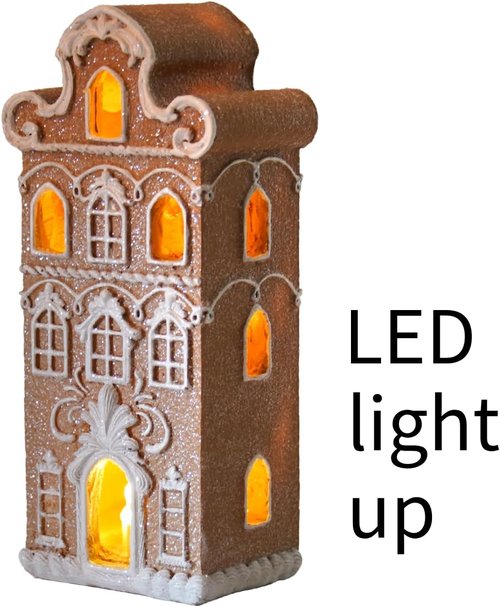 Cynkeyee Gingerbread House | Festive Indoor Christmas Decorations | Resin Village Decor 2.5x2x5.5 Inch