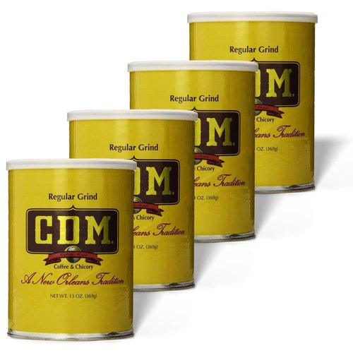 CDM Ground Coffee & Chicory Regular Grind, 13oz Can (Pack of 4)