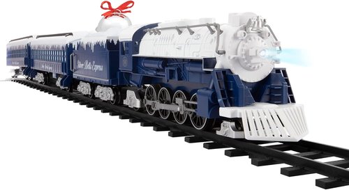 Lionel Battery-Operated Silver Bells Express Toy Train Set - Locomotive, Cars, Track & Remote with Sounds & Lights for Kids 4+