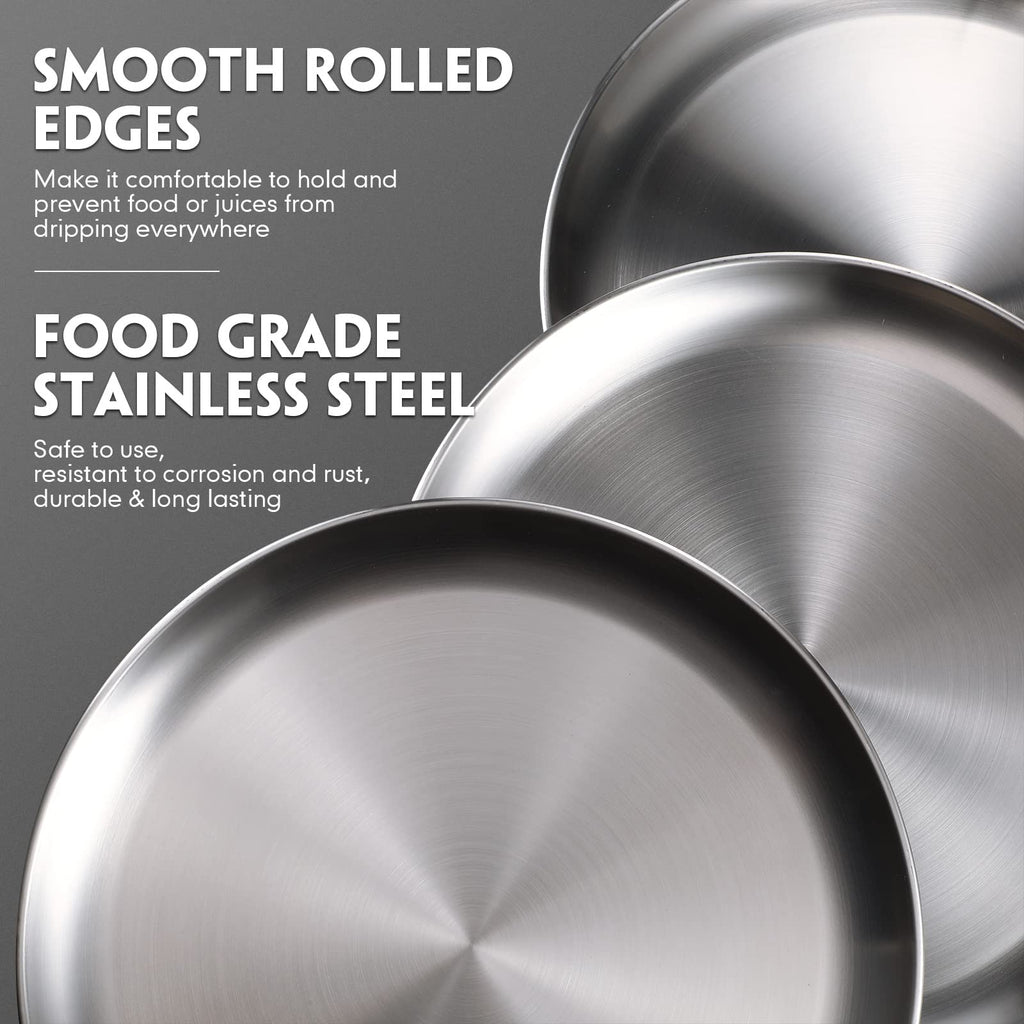 Thenshop 8 Pieces 16 Inch Pizza Pans Bulk Stainless Steel Sets Round Bakeware Pizza Trays for Oven Kitchen Baking Home Restaurant Safe Sturdy Reusable Easy Clean(Matte Silver)