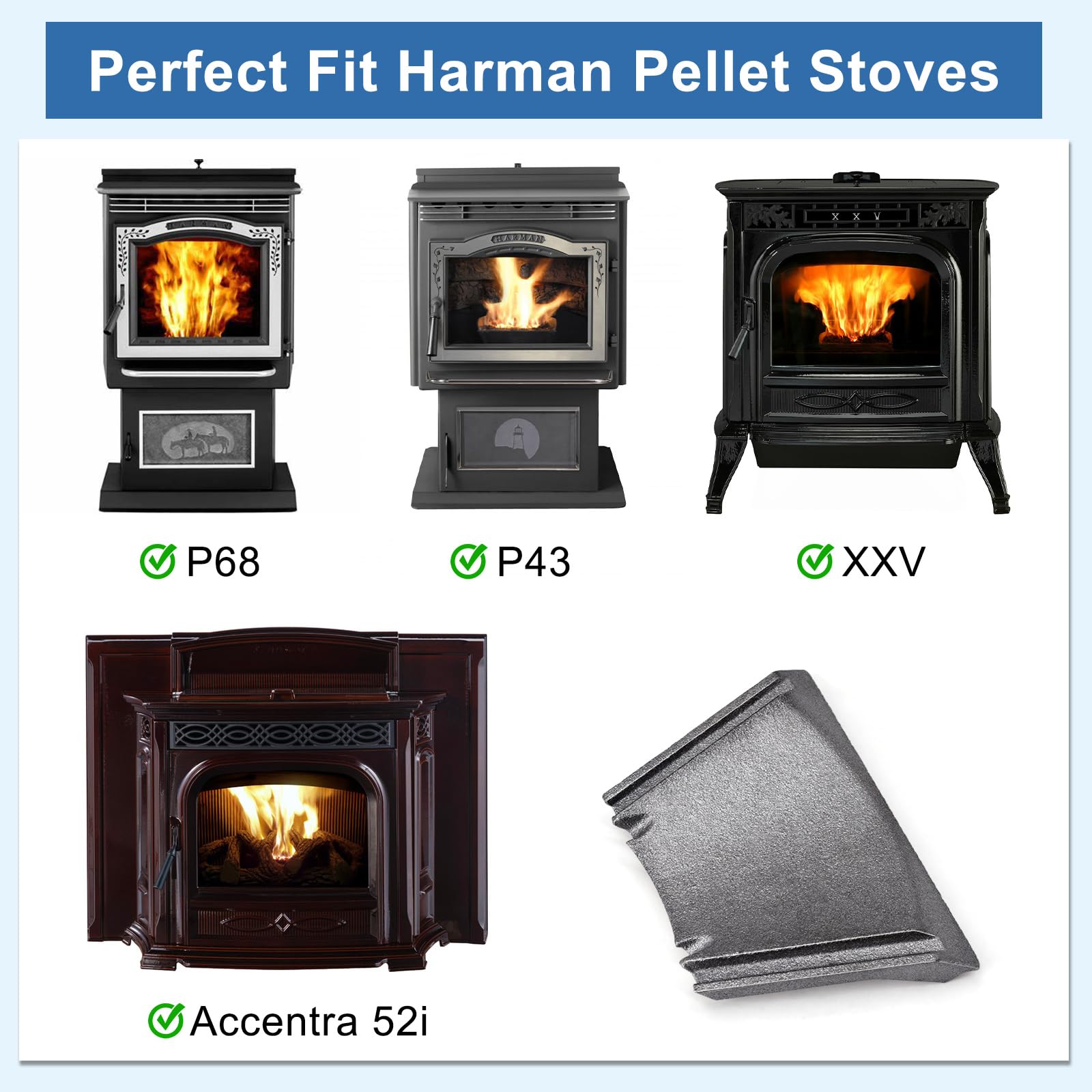 Criditpid Replacement 3-00-03000 Flame Guide for Harman P68, P43, XXV, P35i, Accentra 52i Pellet Stove, 3-00-674069 for Harman Pellet Stoves.