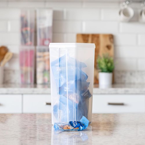 IRIS USA Vertical Storage Containers - Clear Plastic Bins with Lids for Home & Office Organization | Large 6-Pack