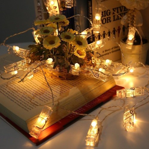 LiyuanQ 40 LED Photo Clip String Lights - Remote Control, 8 Modes for Indoor Decor | USB Operated, Warm White
